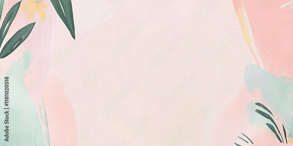 Fototapeta premium Pastel floral banner; soft pink background; website header; social media post.