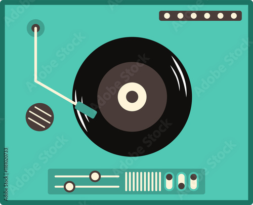 Vinyl Player Retro Illustration