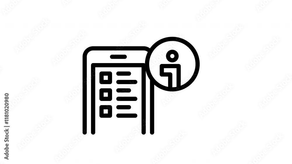 Icon line motion graphic mobile