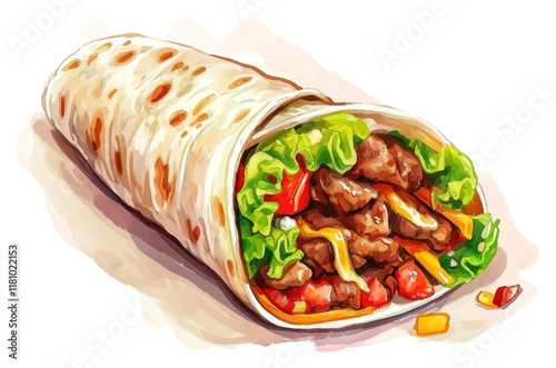 PNG  Burito food white background vegetable.
