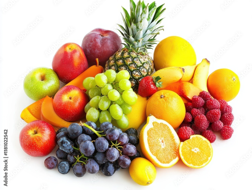 Vibrant Collection of Fresh and Juicy Fruits on White Background for Healthy Eating and Natural Nutrition Imagery in Stock Photography Vibrant Collection of Fresh and Juicy Fruits on White Background for Healthy Eating and Natural Nutrition Imagery in Stock Photography