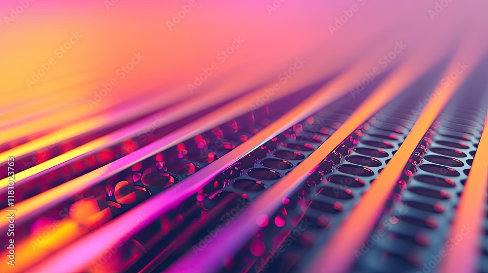 Matrix abstract background concept. Close-up view of colorful, futuristic metal lines creating an abstract pattern. Matrix abstract background concept. Close-up view of colorful, futuristic metal lines creating an abstract pattern.