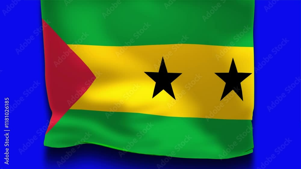 Sao Tome And Principe Flag on Unfolding Cloth, 3d Motion Animation Sao Tome And Principe Flag Insolated Blue Screen Sao Tome And Principe Flag on Unfolding Cloth, 3d Motion Animation Sao Tome And Principe Flag Insolated Blue Screen