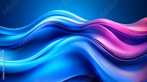 Wallpaper Mural Abstract Blue and Purple Waves Flow Smoothly and Elegantly Across a Deep Blue Background Torontodigital.ca