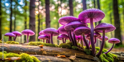 Architectural Photography of Ascocoryne cylichnium: Stunning Purple Jellydisc Mushrooms in a Floodplain Forest Setting photo