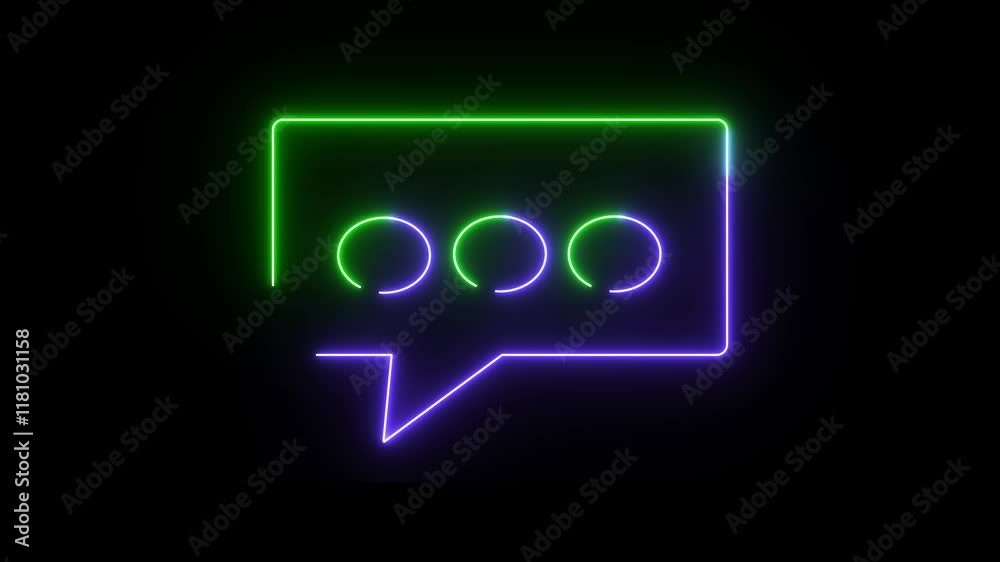 Representing text or communication concept animation Chatting or messaging, Animated neon line message icon. Representing text or communication concept animation Chatting or messaging, Animated neon line message icon.
