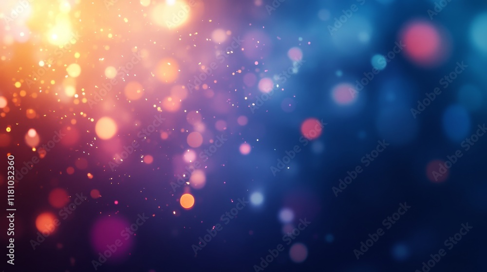 Colorful Lights Shimmering and Floating in a Dark Night Sky. Colorful Lights Shimmering and Floating in a Dark Night Sky.