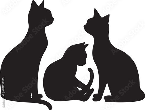 Elegant Cat Silhouettes | Modern Pet Illustrations for Designers. black and white cats.
