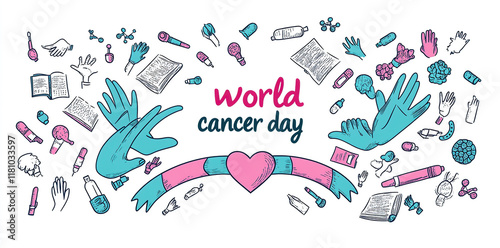 Creative hand graphic in support of cancer awareness