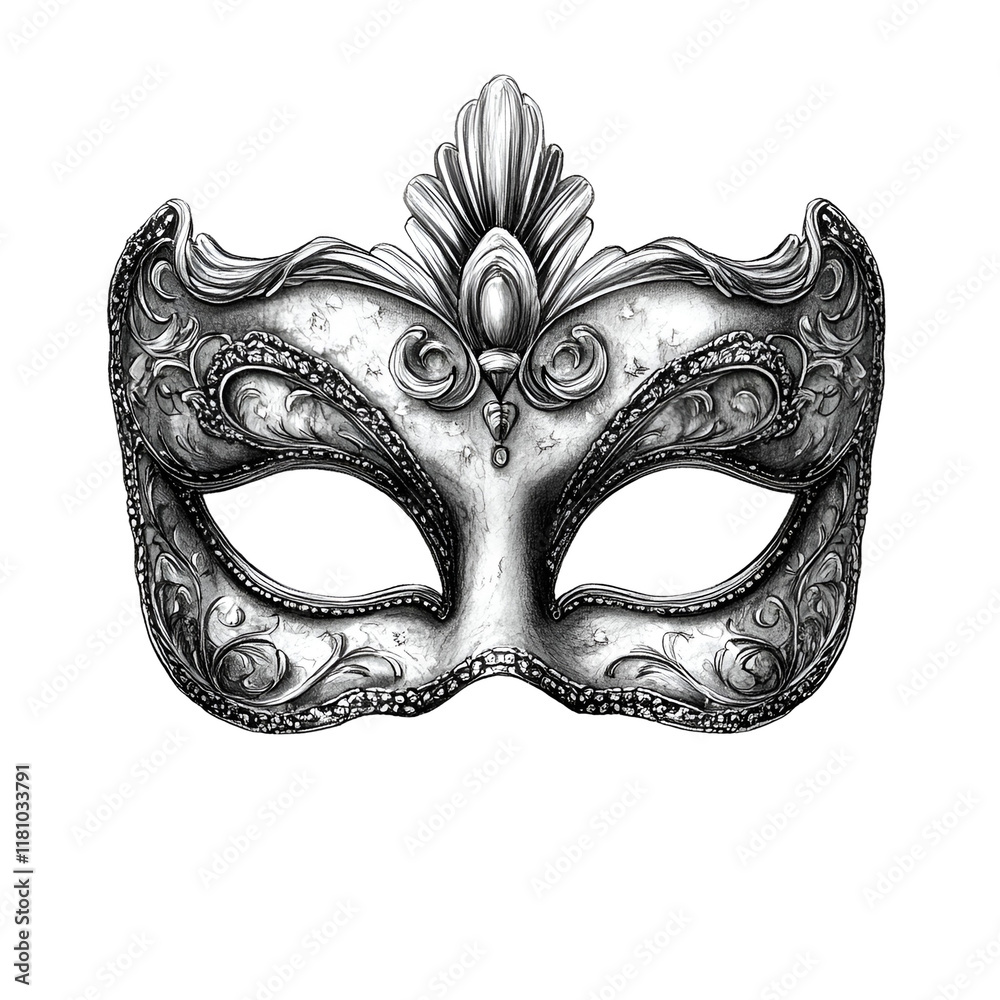Naklejka premium Black and White Mardi Gras Clipart Vector Illustration