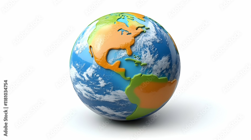 3D Earth-Shaped Egg Represents Global Issues Symbolically on White Background 3D Earth-Shaped Egg Represents Global Issues Symbolically on White Background