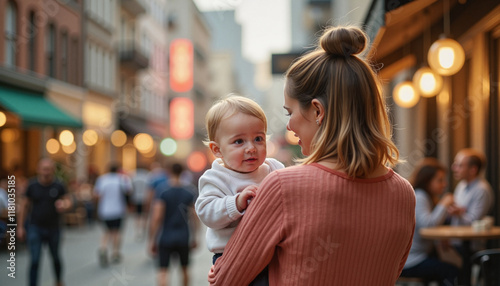 Wallpaper Mural Mother smiling at baby in urban street setting Torontodigital.ca