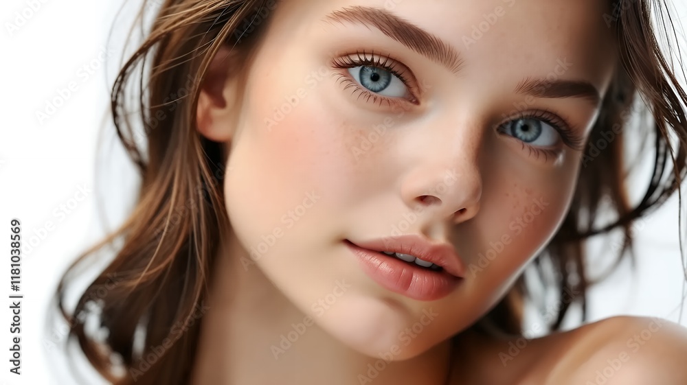 Obraz premium Close-up portrait of beautiful female model with flawless skin
