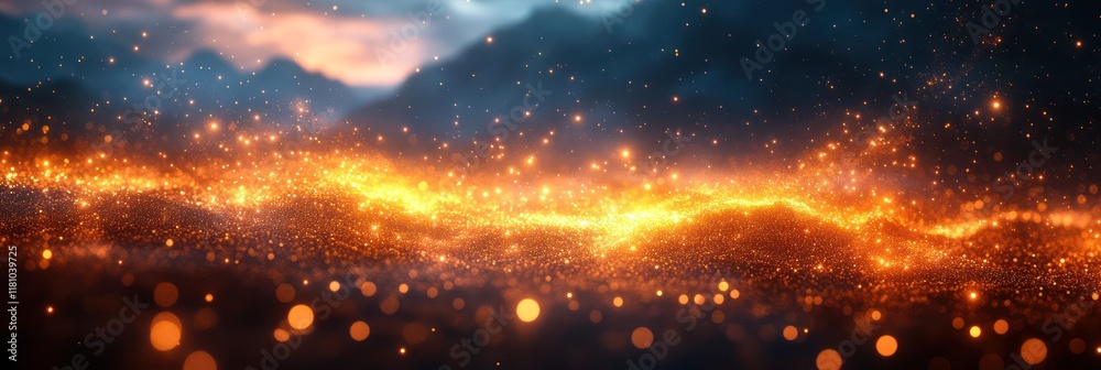 Fiery Abstract Landscape: Embers and Stardust Fiery Abstract Landscape: Embers and Stardust