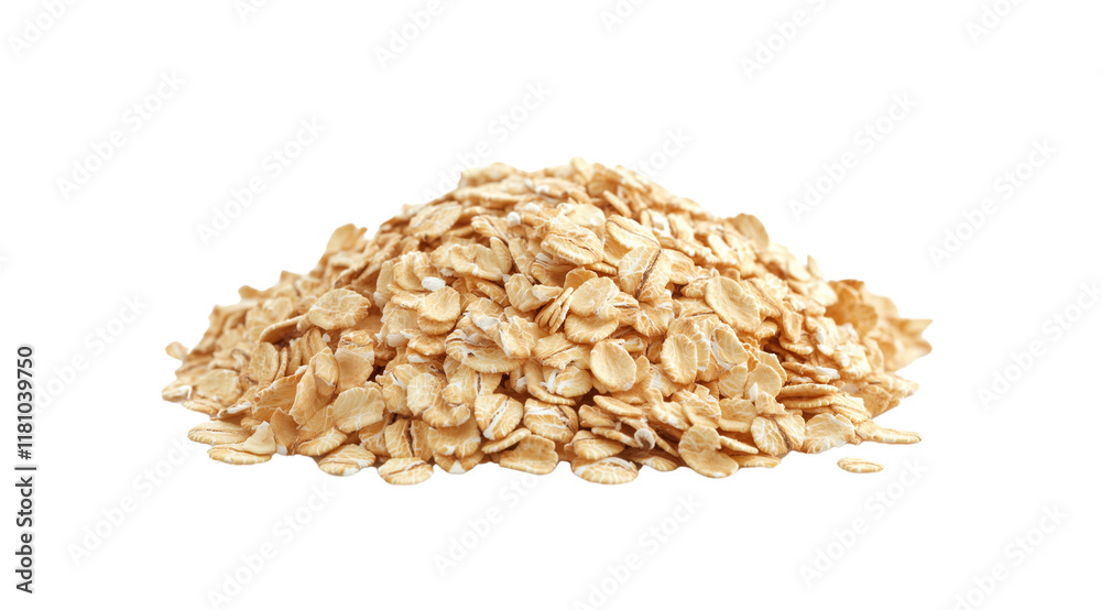 A pile of raw oatmeal close up, created with Generative AI technology, PNG A pile of raw oatmeal close up, created with Generative AI technology, PNG