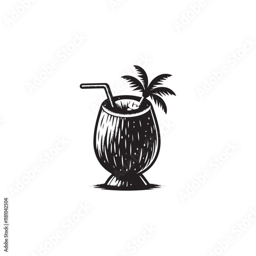 Coconut Drink silhouette icon vector symbol design art illustration.