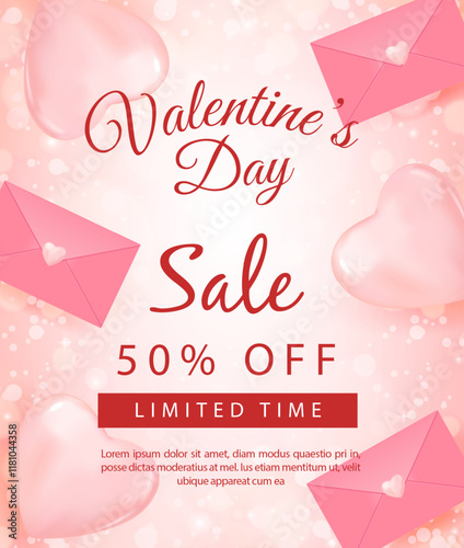 Valentine's day sale promotion online store illustration romantic environment digital viewpoint limited time offer
