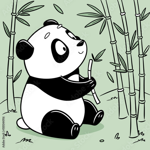 panda with bamboo vector illustration photo