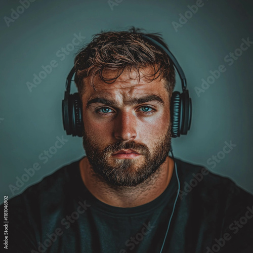 Man With Headphones Isolated
