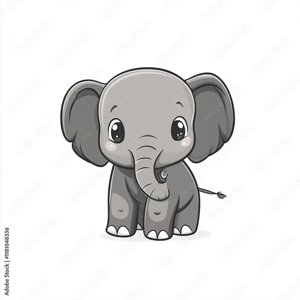 A cute elephant with big eyes and a smile A cute elephant with big eyes and a smile