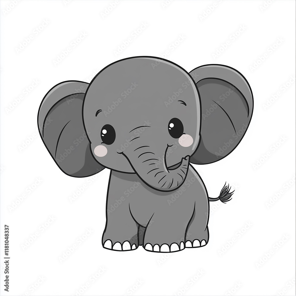 A cute elephant with big eyes and a smile A cute elephant with big eyes and a smile