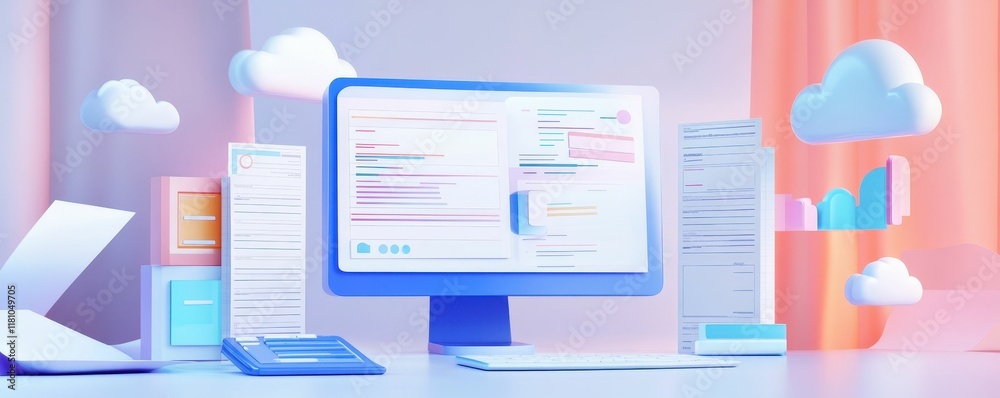 Cloud storage for digital tax records streamlined icon management and form organization in modern workspaces Cloud storage for digital tax records streamlined icon management and form organization in modern workspaces