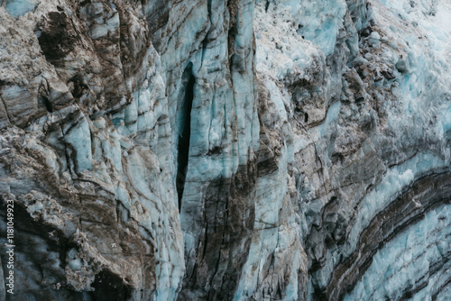 Scenic views of a glacier in Glacier Bay National Park in southeast Alaska 