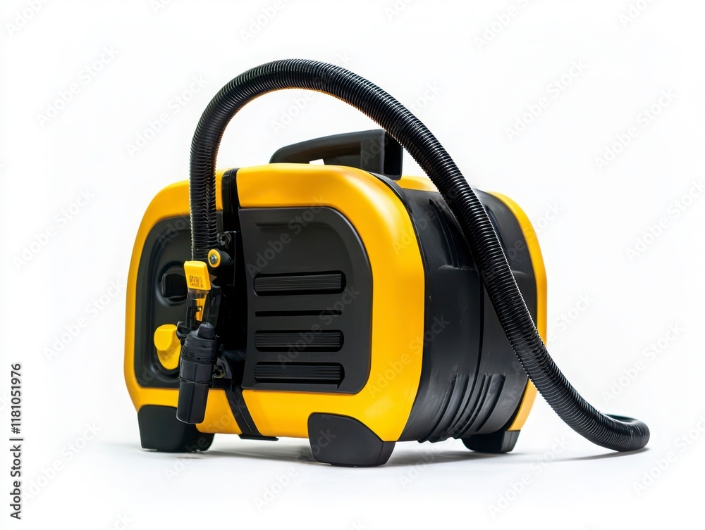 Fototapeta premium Compact Black and Yellow Vacuum with Flexible Hose for Cleaning Tasks