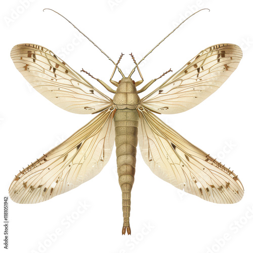 a dobsonfly clipart, insect element, large wings, on transparent PNG file
