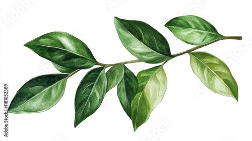 Vibrant Green Leaves on Branch Displaying Vivid Natural Beauty