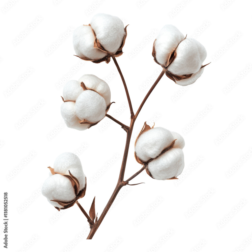 Cotton Bolls Isolated on White Background for Textile or Agriculture Use on Transparent Background Cotton Bolls Isolated on White Background for Textile or Agriculture Use on Transparent Background