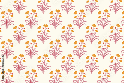 seamless floral pattern with detailed flowers and leaves for textile design wallpaper wrapping paper nature inspired prints and botanical backgrounds photo