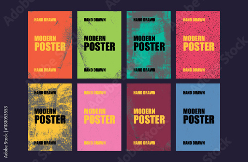 Grunge colorful poster collection with grunge texture and typography text