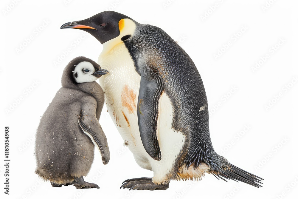 Penguin Parent with Cute Chick Isolated on Transparent or White Background Penguin Parent with Cute Chick Isolated on Transparent or White Background