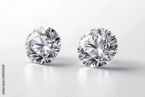 Two brilliant-cut diamonds on white background.