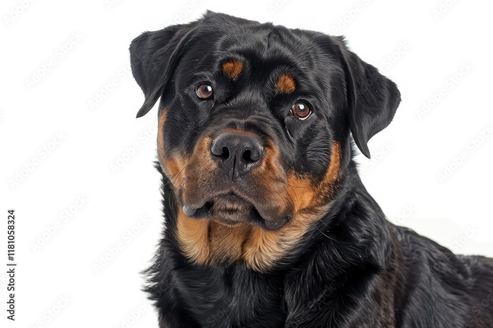 Flawless Picture of Ravishing Studio Portrait of Rottweiler Dog on Isolated Background Flawless Picture of Ravishing Studio Portrait of Rottweiler Dog on Isolated Background
