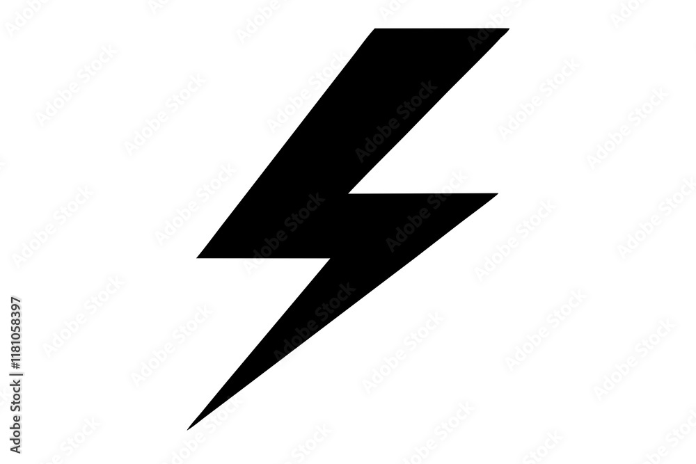 Lightning Bolt vector silhouette black design white background