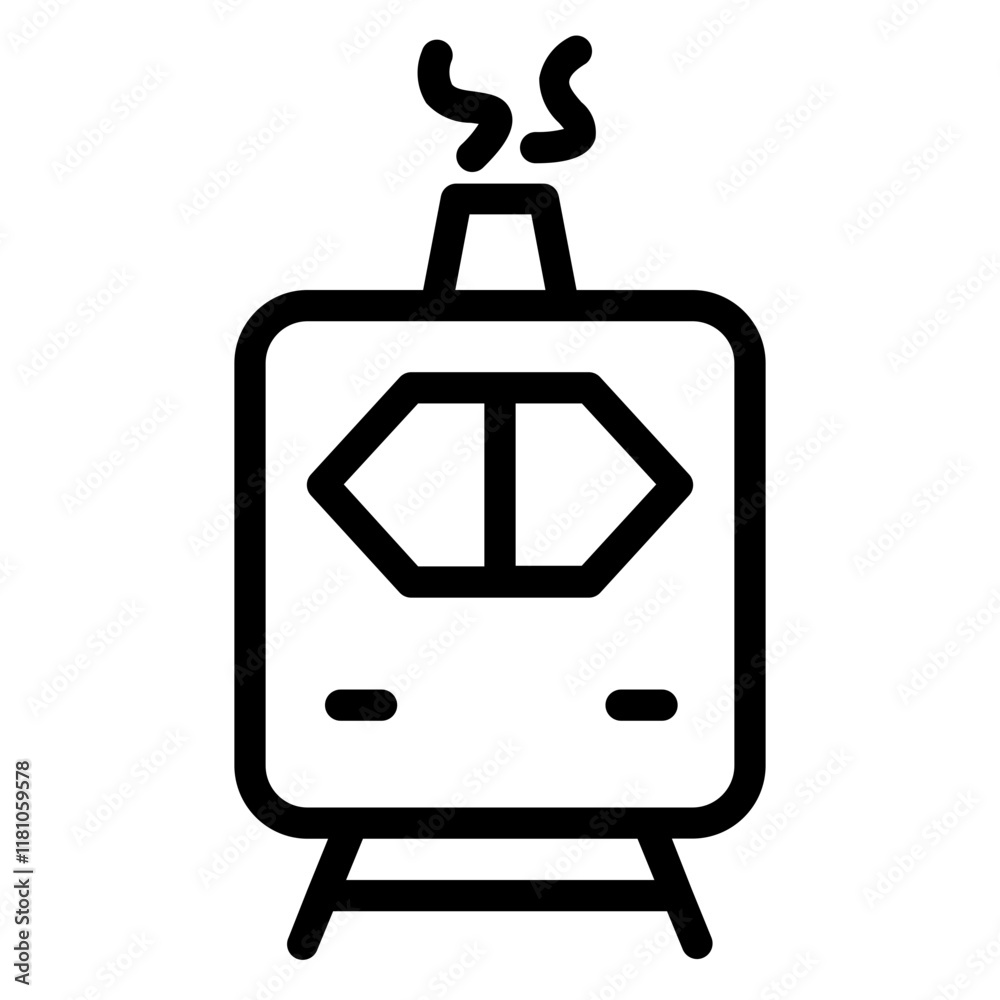 Pollution Train Transport Line Icon Pollution Train Transport Line Icon