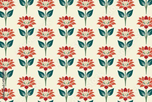 seamless floral pattern with delicate flowers, green foliage, and detailed petals perfect for wallpaper, fabric, wrapping paper, and nature-inspired prints