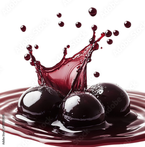 Dynamic set of splashy blackcurrant slices