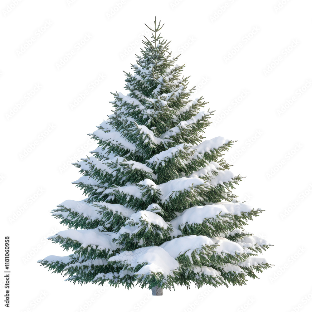 Fir Tree with Snow-Covered Branches for Winter Decor and Holidays on Transparent Background Fir Tree with Snow-Covered Branches for Winter Decor and Holidays on Transparent Background