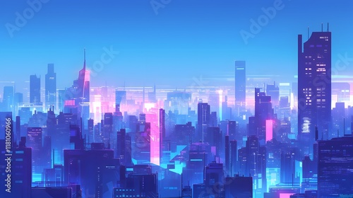 Wallpaper Mural Cityscape background with neon lights and vibrant buildings Torontodigital.ca