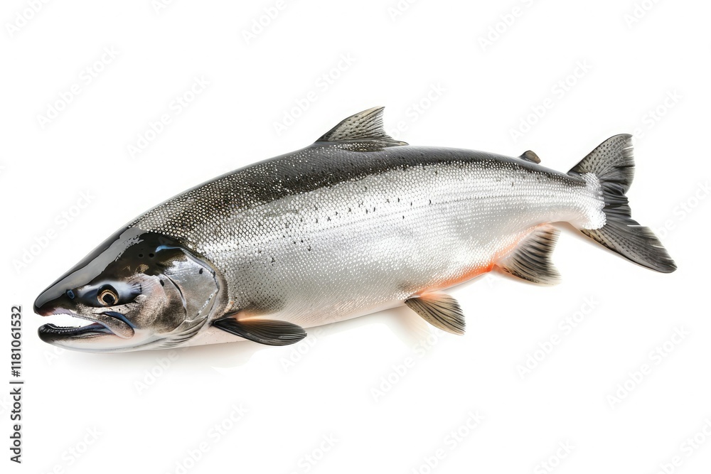 Premium Quality Image of Silver or Coho Salmon Isolated on a White Background Premium Quality Image of Silver or Coho Salmon Isolated on a White Background