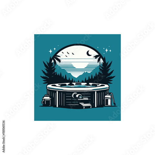 Hot Tub icon vector symbol design art illustration