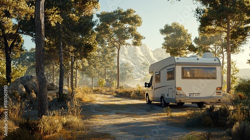 Holiday Road Trip in a Motor Home Through Teruel, Spain