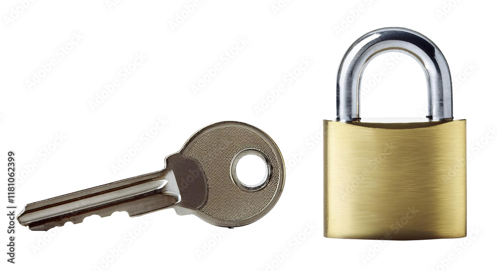 key and padlock isolated on white background key and padlock isolated on white background