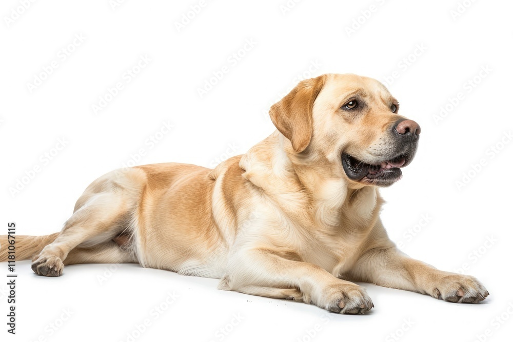 Premium Quality Visual of Dog Isolated on White Background, Golden Labrador Premium Quality Visual of Dog Isolated on White Background, Golden Labrador