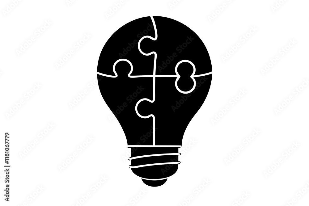Flat design vector illustration of a lamp made from pieces of a puzzle. Flat design vector illustration of a lamp made from pieces of a puzzle.