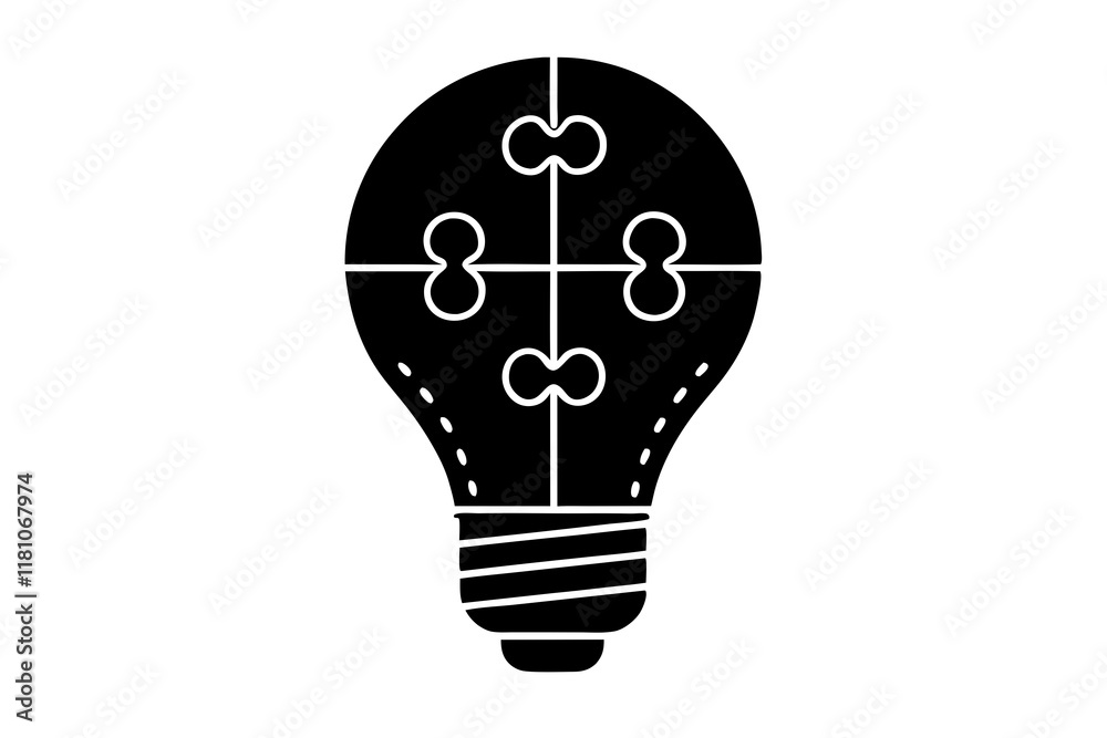 Flat design vector illustration of a lamp made from pieces of a puzzle. Flat design vector illustration of a lamp made from pieces of a puzzle.