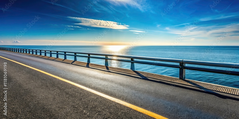 Minimalist Seashore Asphalt Road Guardrail - Clear Sky Coastal Highway Photography Minimalist Seashore Asphalt Road Guardrail - Clear Sky Coastal Highway Photography